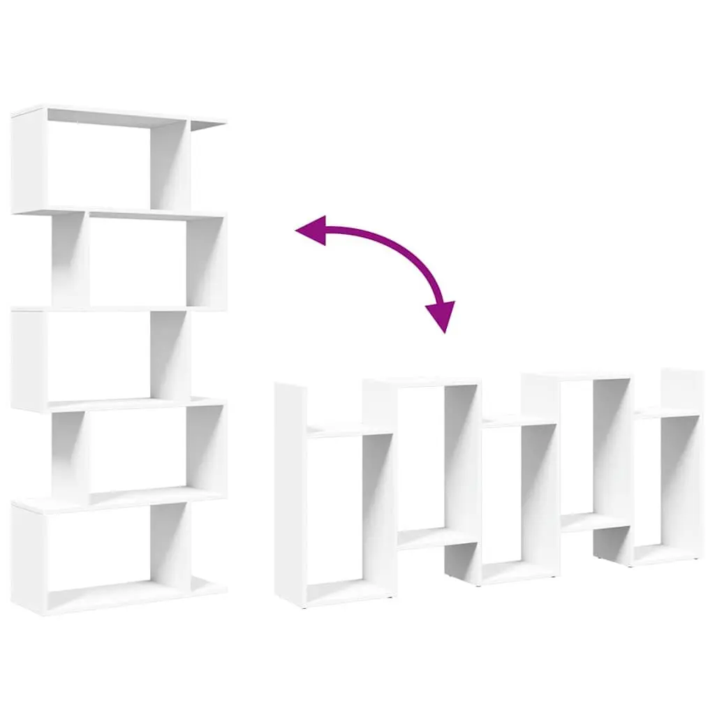 5-Tier White Engineered Wood Room Divider Bookcase
