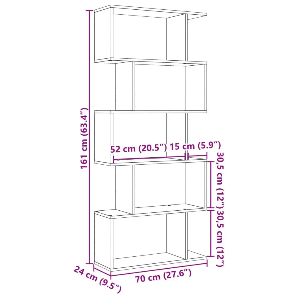 5-Tier White Engineered Wood Room Divider Bookcase