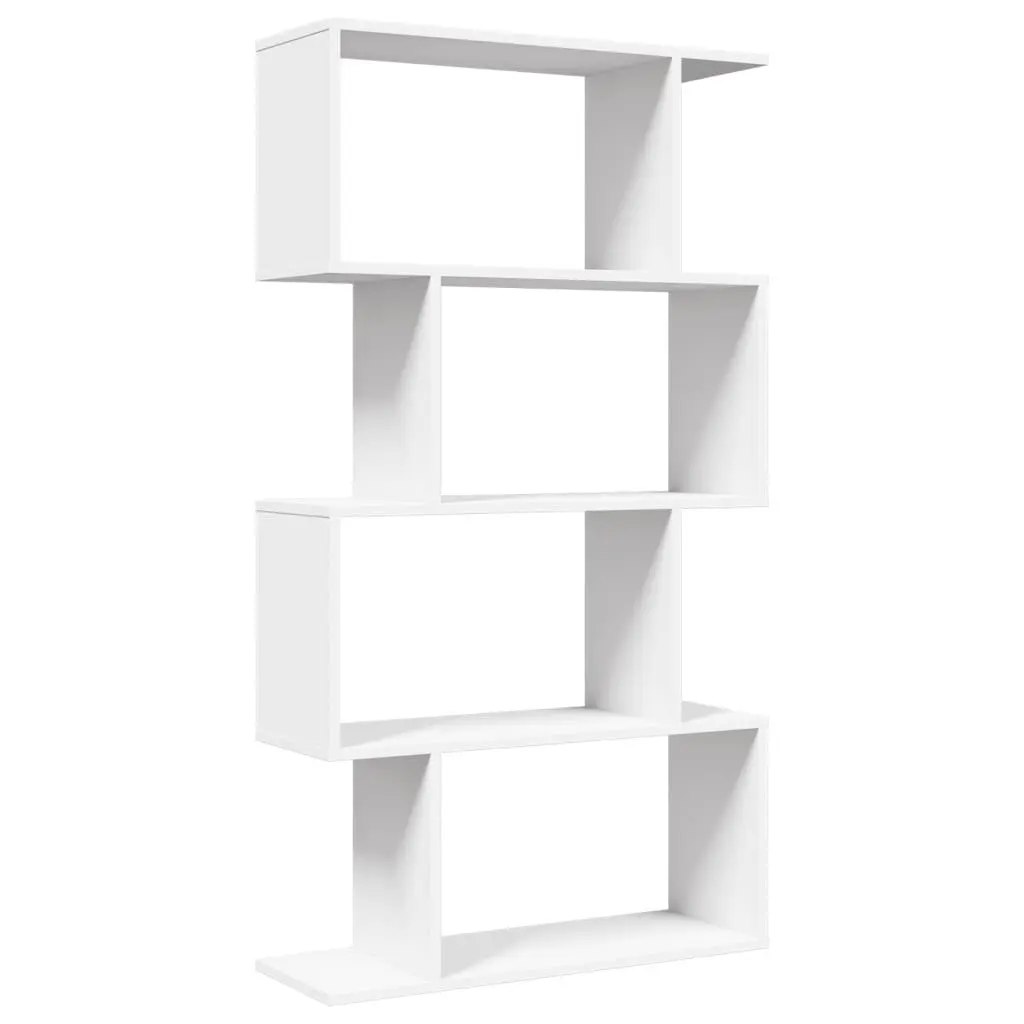 4-Tier White Room Divider Bookcase for Storage