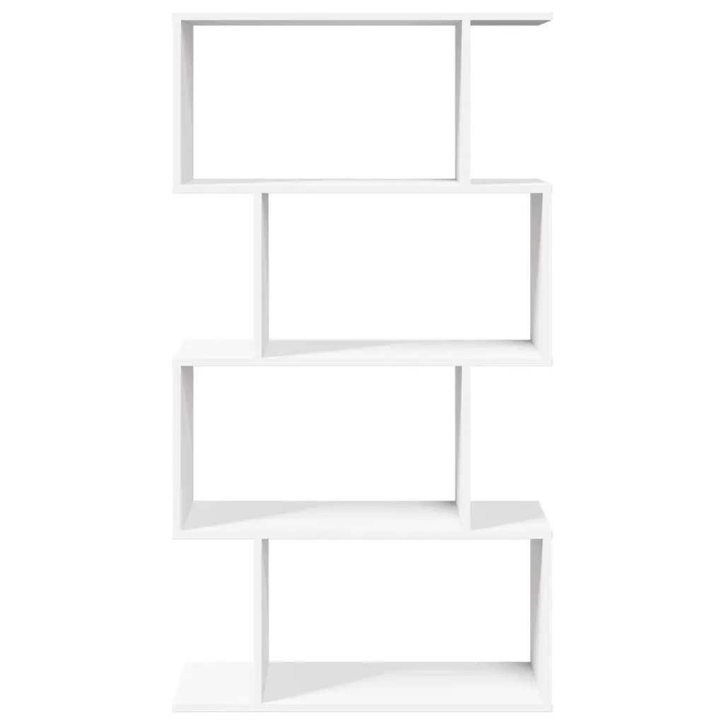 4-Tier White Room Divider Bookcase for Storage
