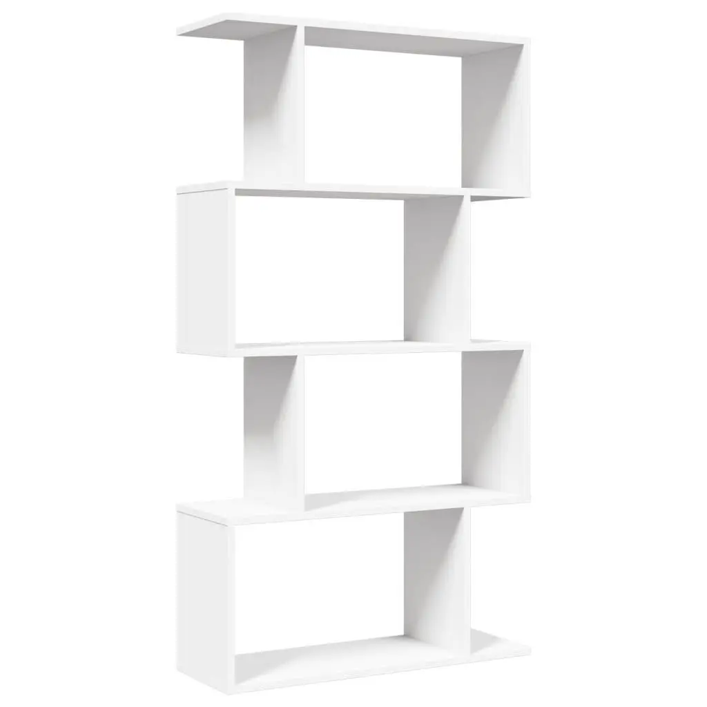 4-Tier White Room Divider Bookcase for Storage