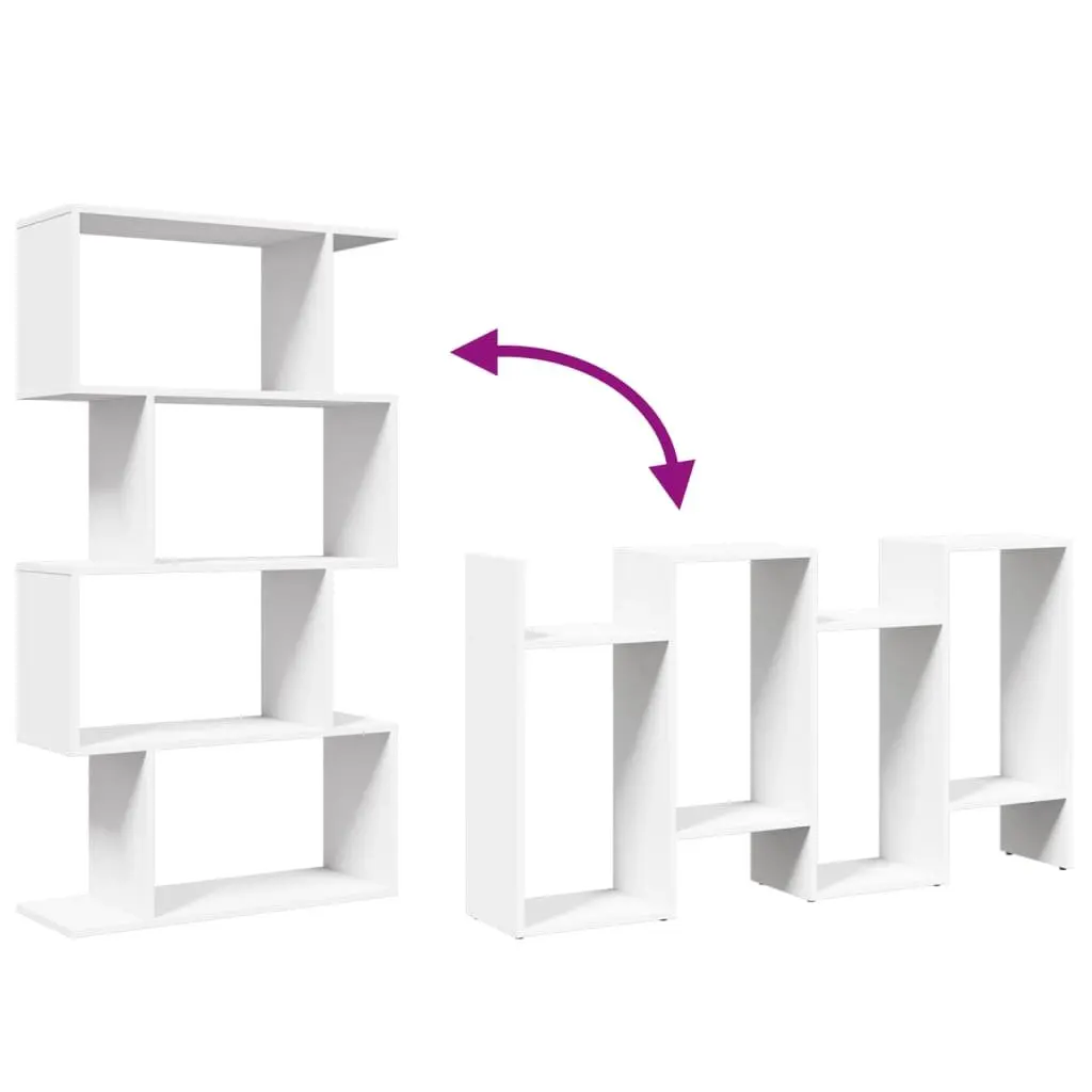 4-Tier White Room Divider Bookcase for Storage