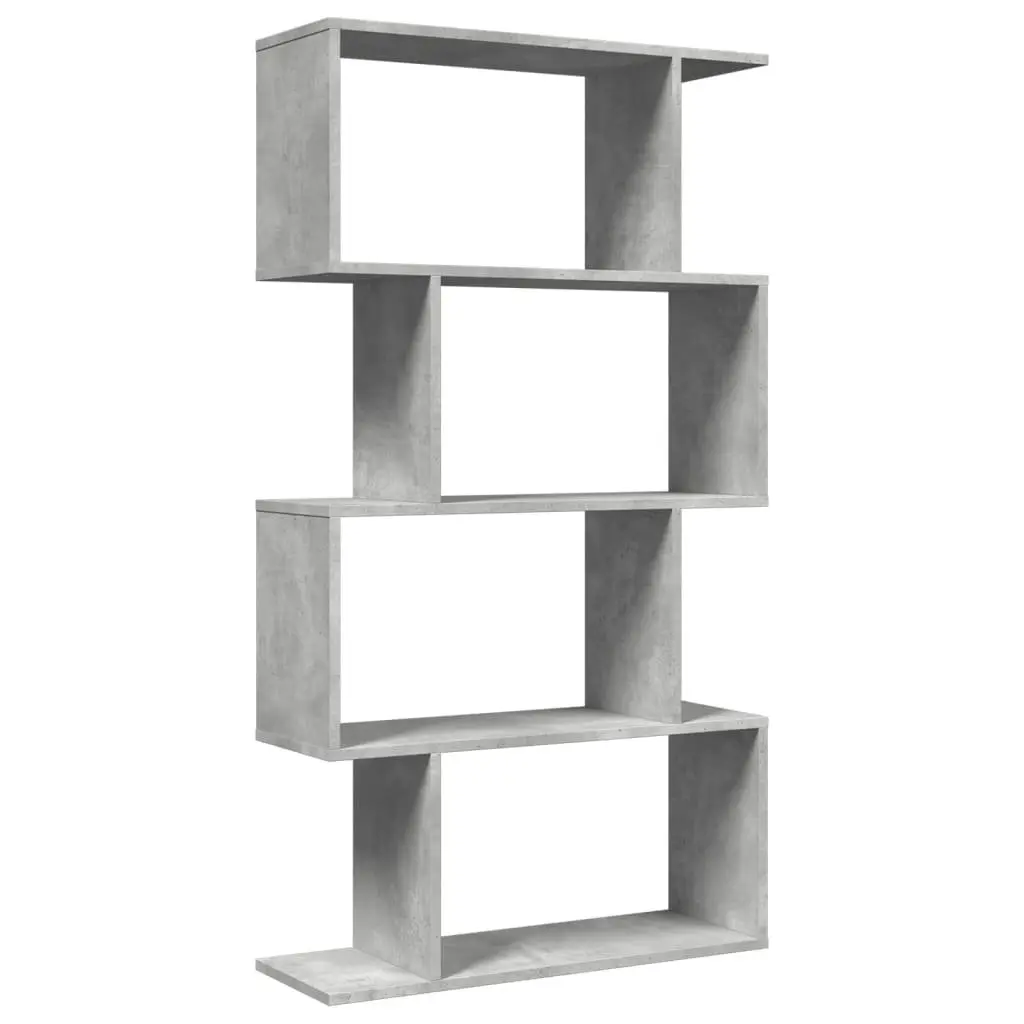 4-Tier Grey Engineered Wood Room Divider Bookcase