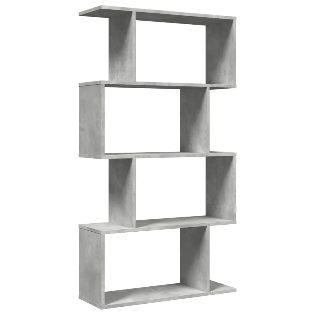4-Tier Grey Engineered Wood Room Divider Bookcase