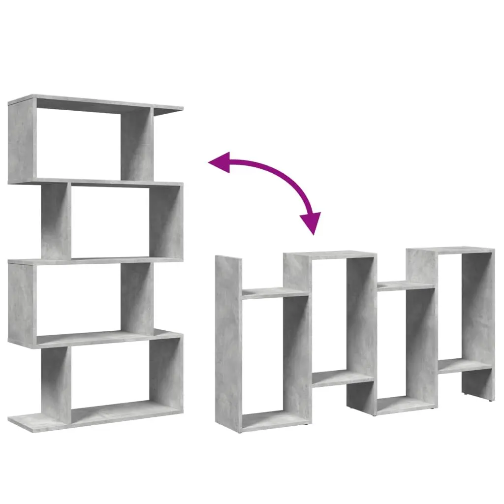4-Tier Grey Engineered Wood Room Divider Bookcase