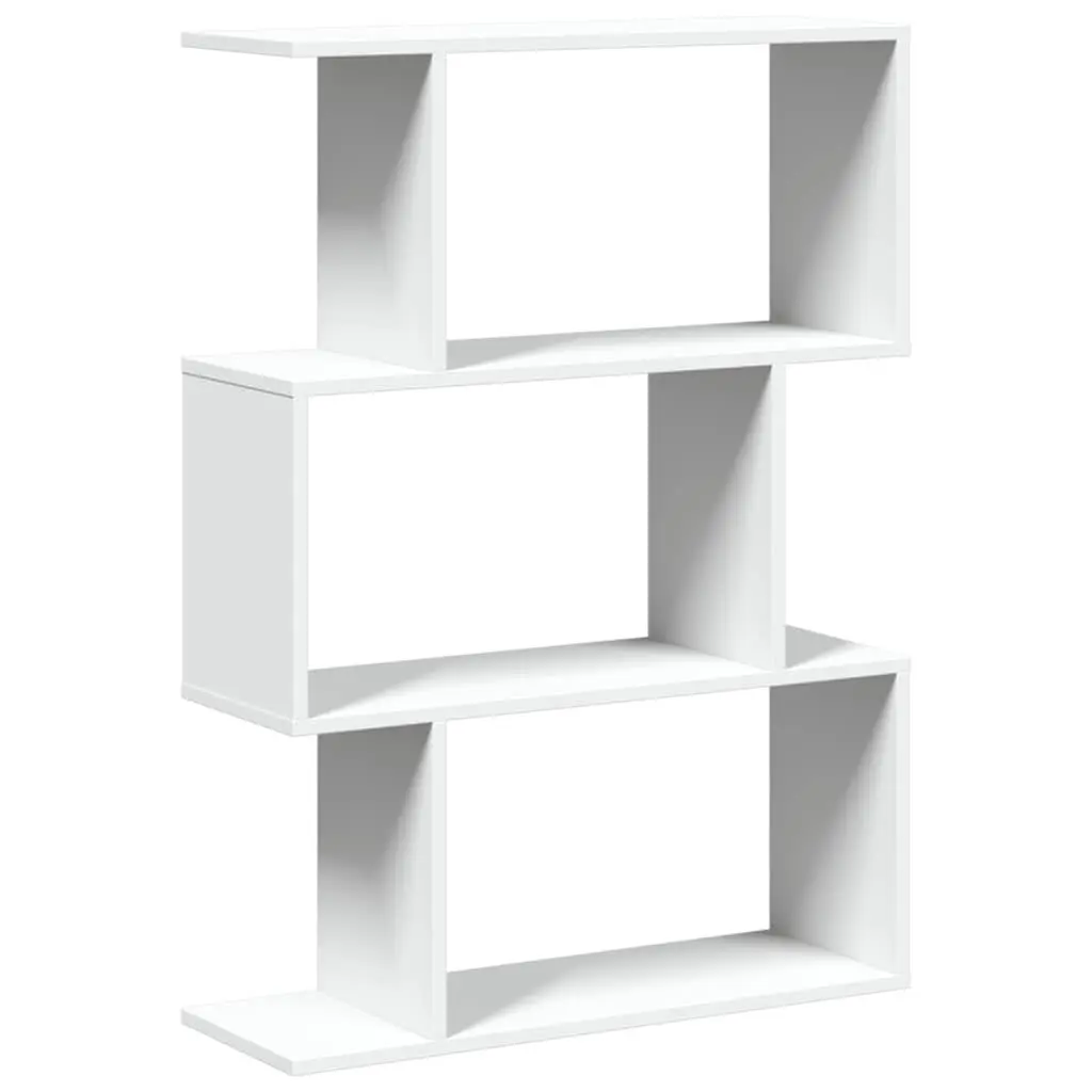 3-Tier White Engineered Wood Room Divider Bookcase