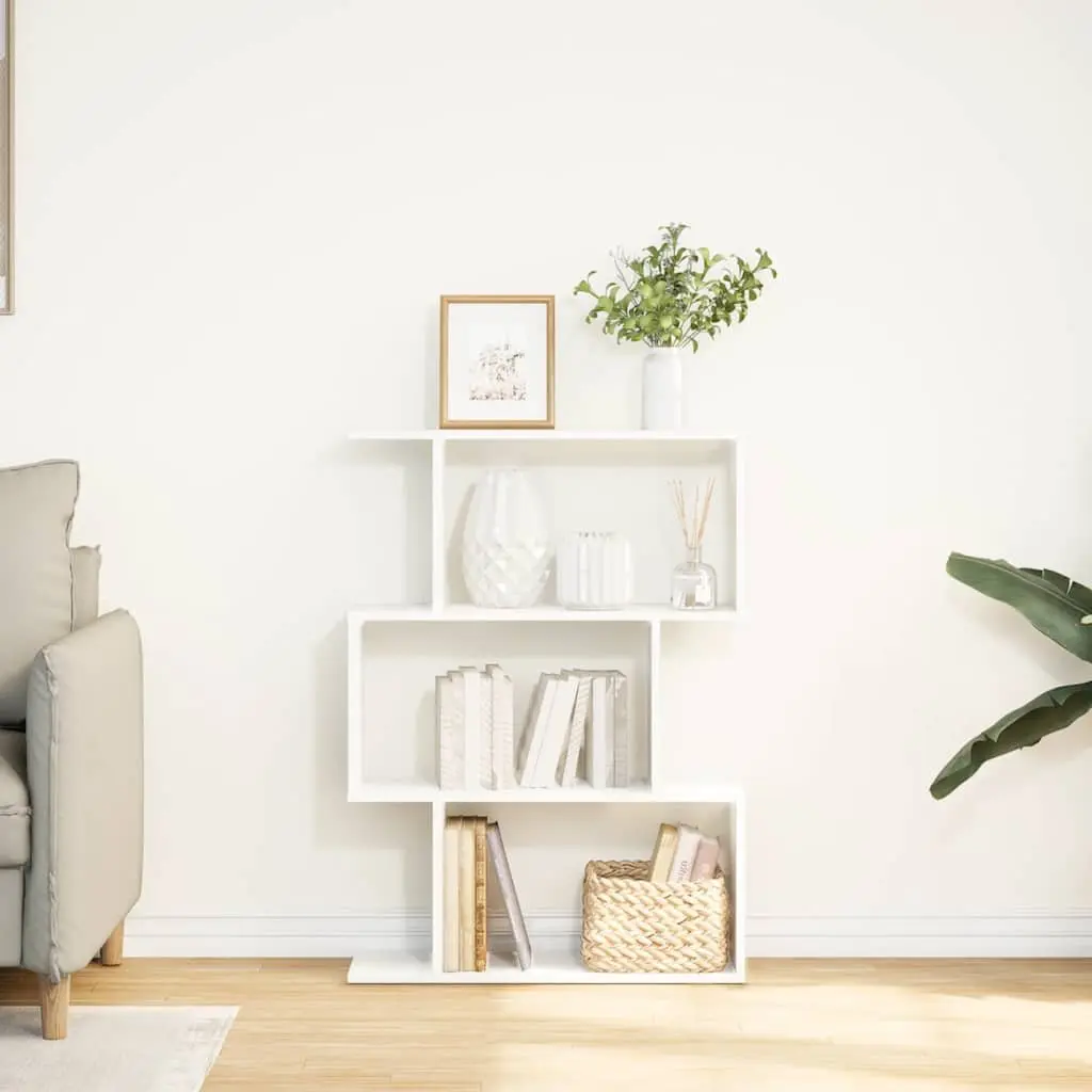 3-Tier White Engineered Wood Room Divider Bookcase