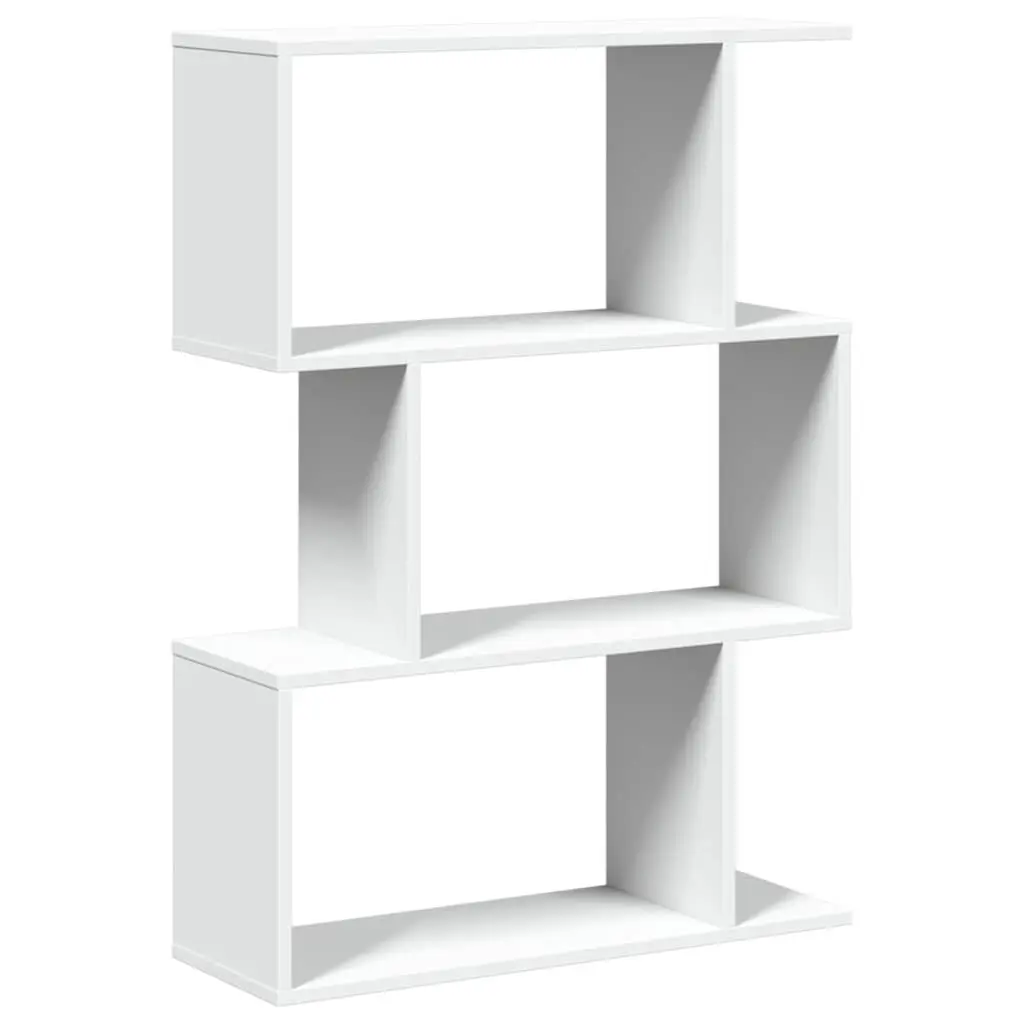 3-Tier White Engineered Wood Room Divider Bookcase