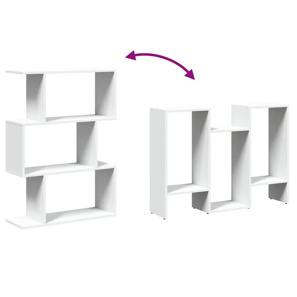 3-Tier White Engineered Wood Room Divider Bookcase