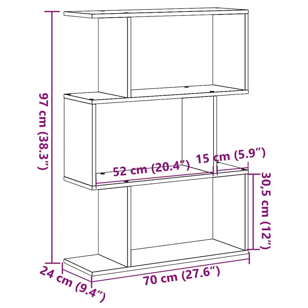 3-Tier White Engineered Wood Room Divider Bookcase