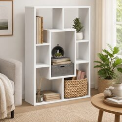 White Engineered Wood Bookcase 63x20x90 cm