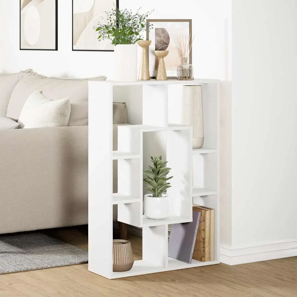 White Engineered Wood Bookcase 63x20x90 cm