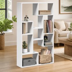 White Engineered Wood Bookcase 72x20x120.5 cm