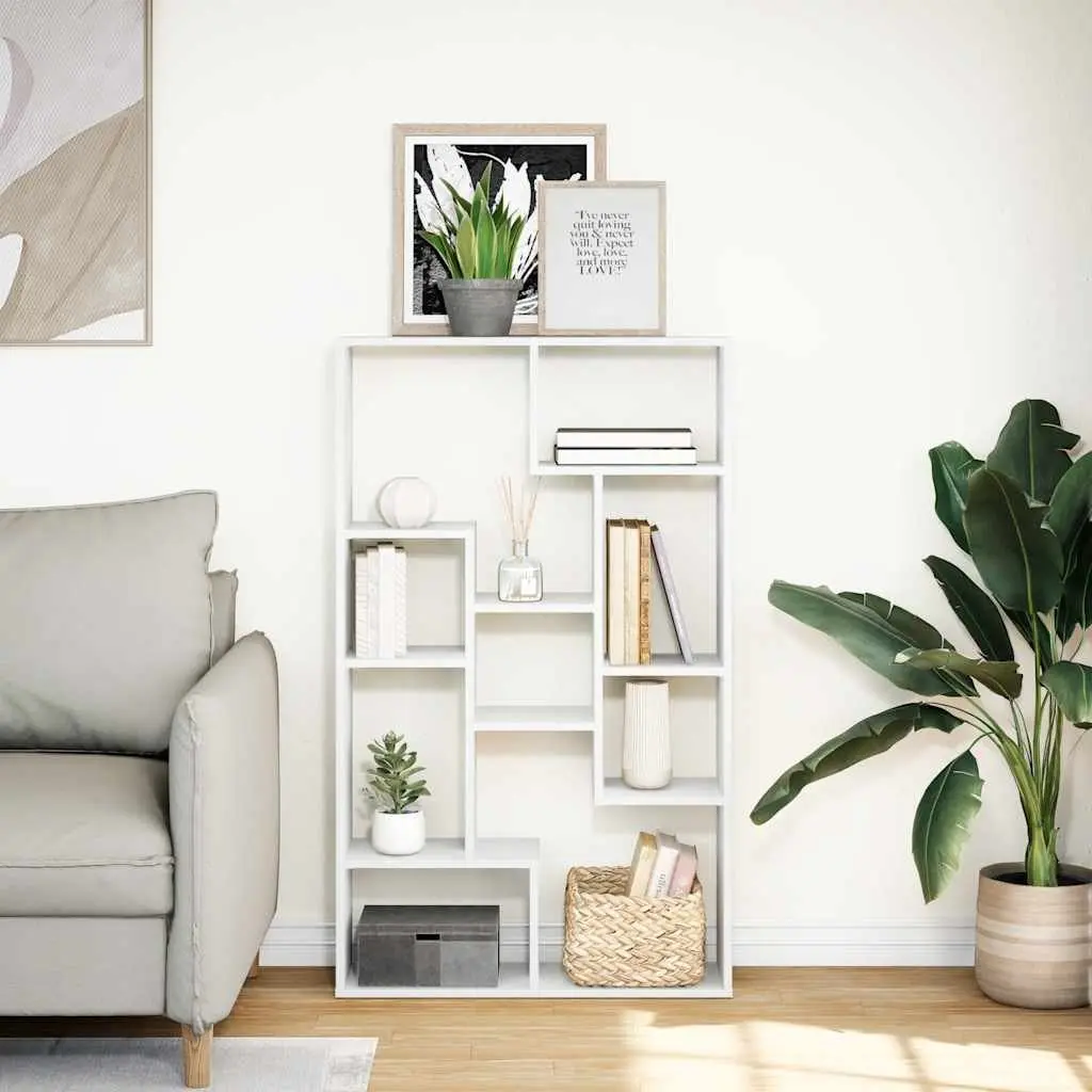 White Engineered Wood Bookcase 72x20x120.5 cm