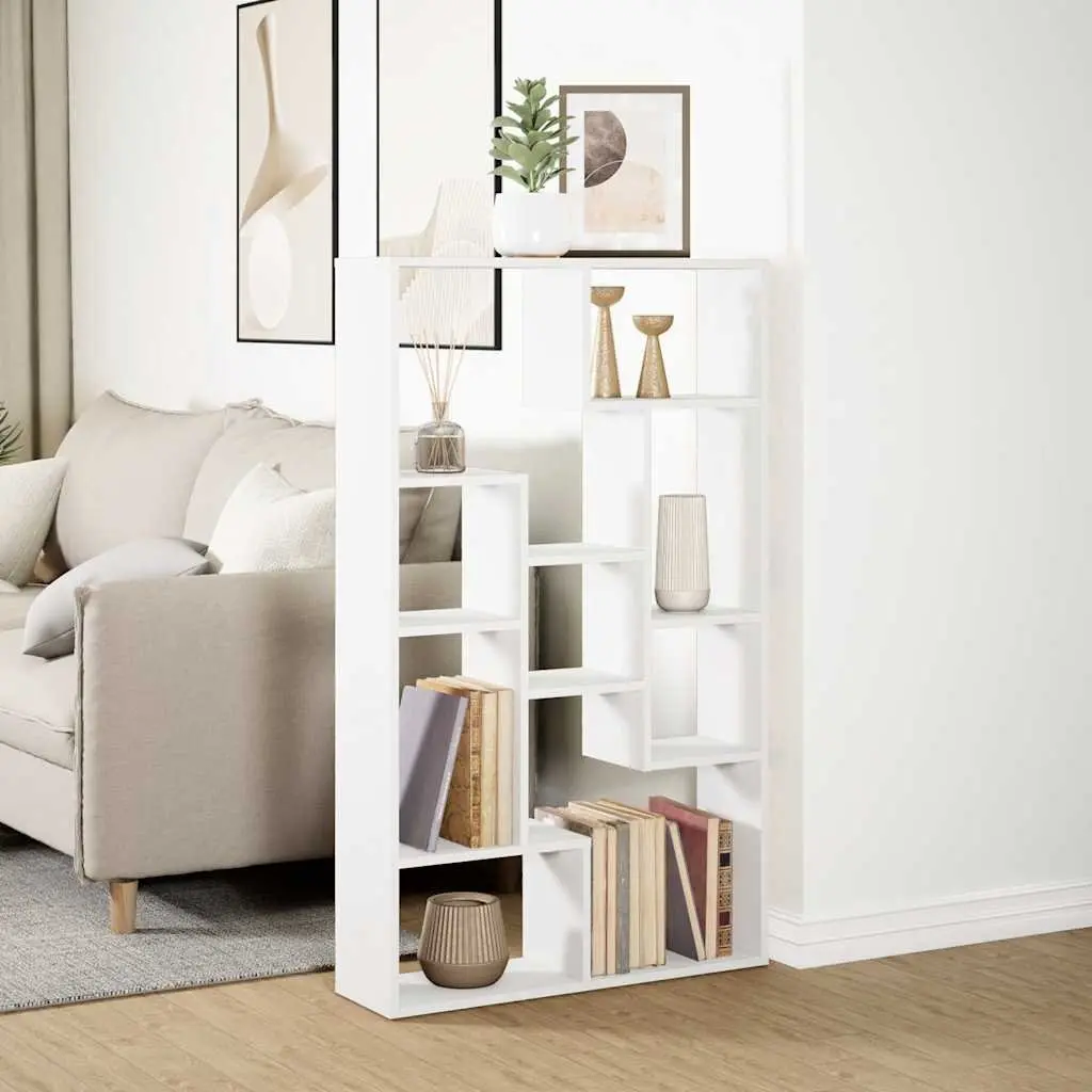White Engineered Wood Bookcase 72x20x120.5 cm