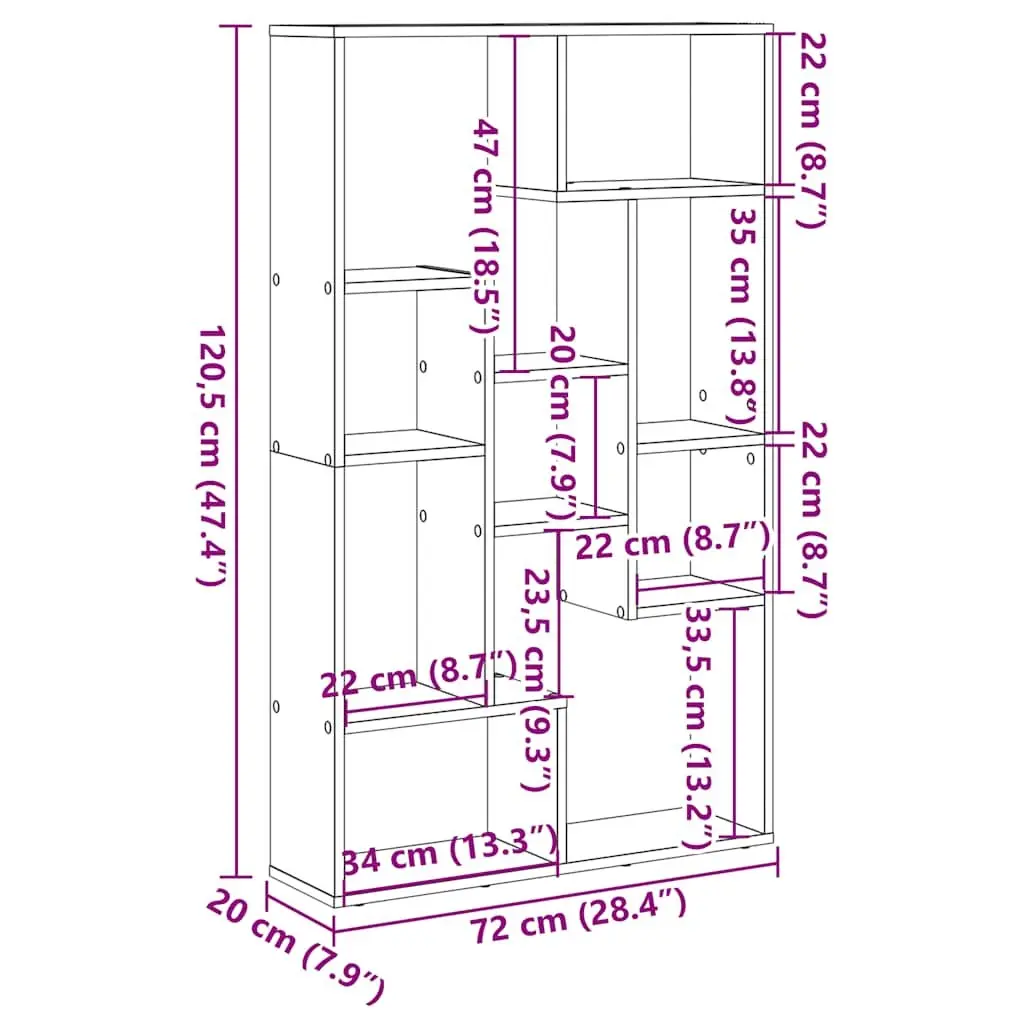 White Engineered Wood Bookcase 72x20x120.5 cm