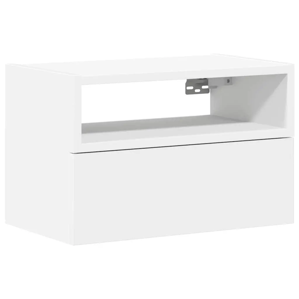 Bedside Cabinet Wall-mounted White Storage Drawer Nightstand Floating Shelf