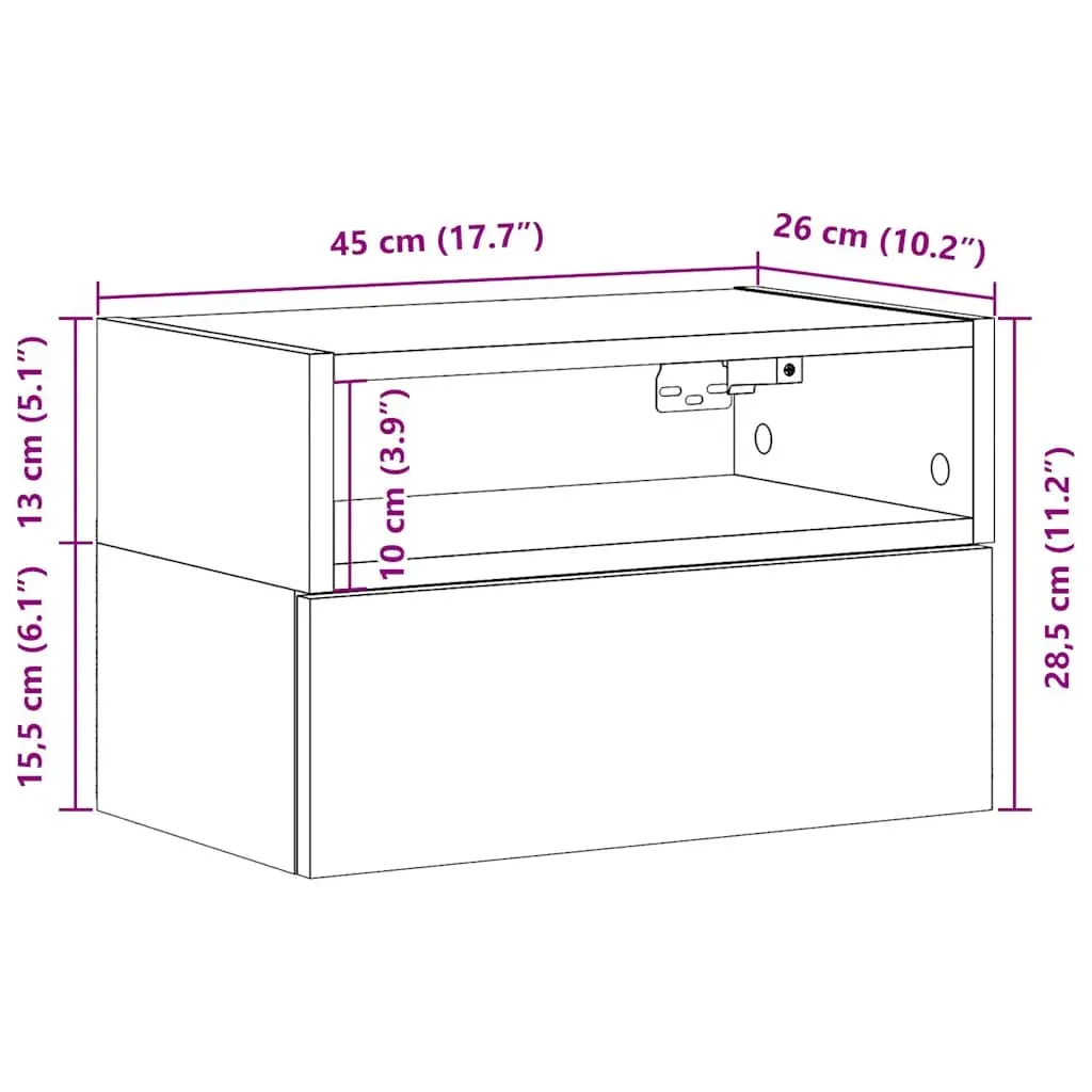 Bedside Cabinet Wall-mounted White Storage Drawer Nightstand Floating Shelf
