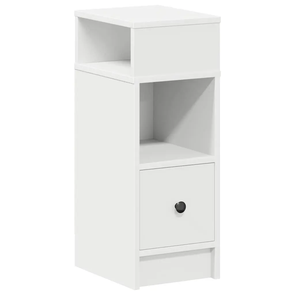 Bedside Cabinet with Drawer White Nightstand Bedroom Storage Table 25x31x66cm