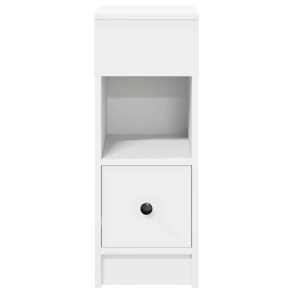 Bedside Cabinet with Drawer White Nightstand Bedroom Storage Table 25x31x66cm