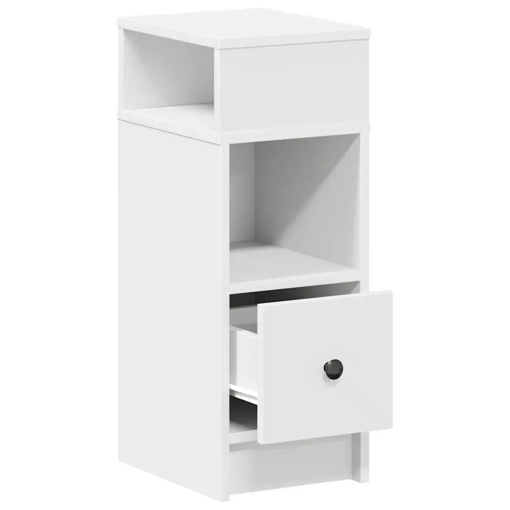 Bedside Cabinet with Drawer White Nightstand Bedroom Storage Table 25x31x66cm