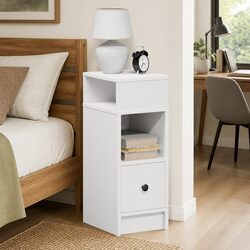 Charming White Bedside Cabinets with Open Storage