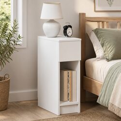 Charming White Bedside Cabinet with Drawer