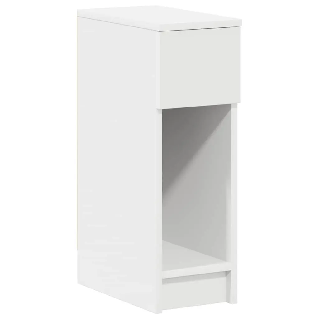 Bedside Table White 20x36x60cm Engineered Wood Nightstand with Drawer and Open Compartment