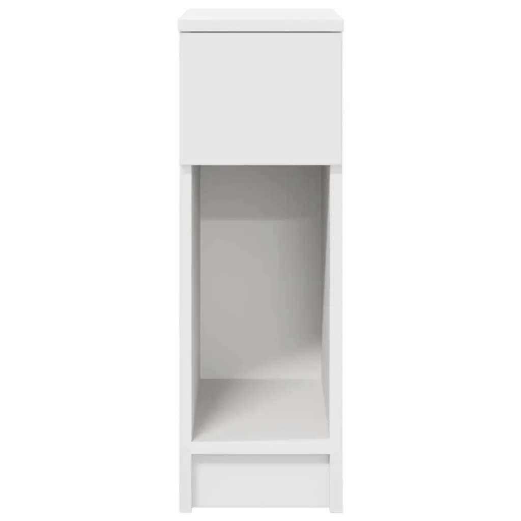 Bedside Table White 20x36x60cm Engineered Wood Nightstand with Drawer and Open Compartment