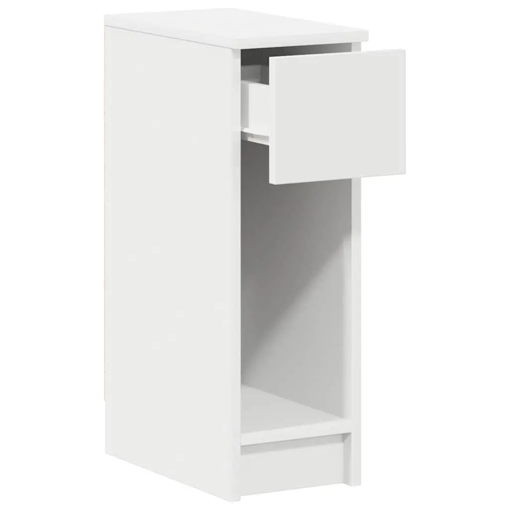 Bedside Table White 20x36x60cm Engineered Wood Nightstand with Drawer and Open Compartment
