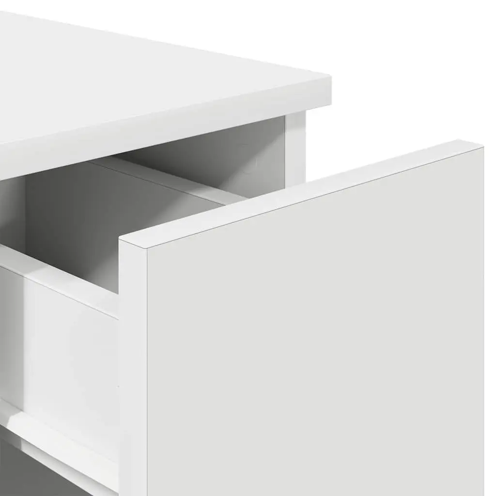 Bedside Table White 20x36x60cm Engineered Wood Nightstand with Drawer and Open Compartment