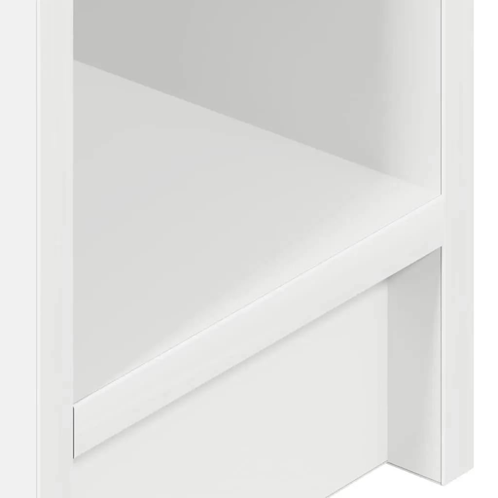 Bedside Table White 20x36x60cm Engineered Wood Nightstand with Drawer and Open Compartment