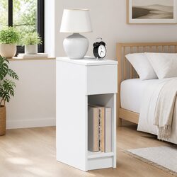 White Bedside Cabinet Set with Drawer for Bedroom