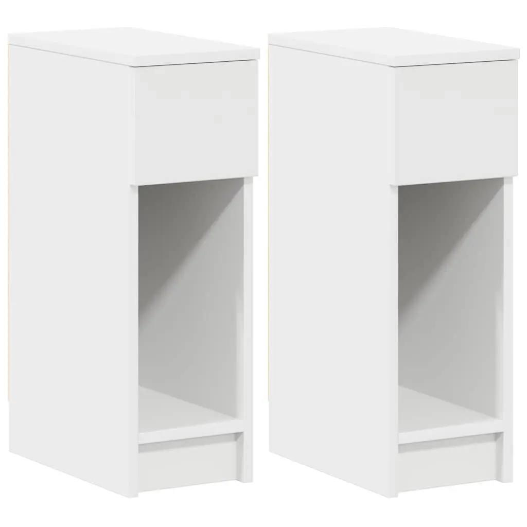 White Bedside Cabinet Set with Drawer for Bedroom