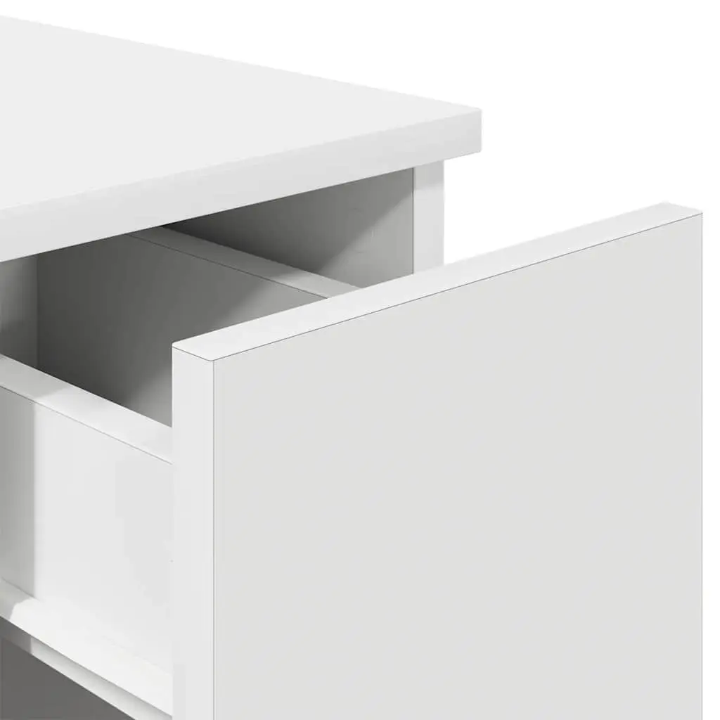White Bedside Cabinet Set with Drawer for Bedroom