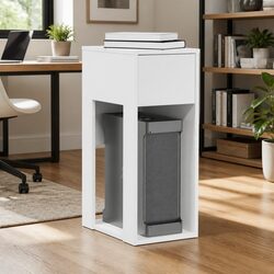 White Computer Tower Stand with Drawer for Home Office