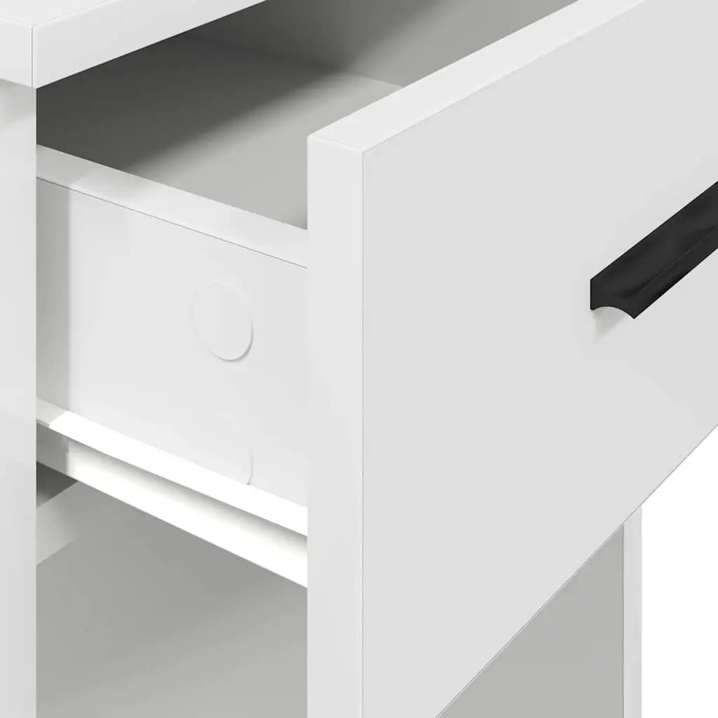 White Computer Tower Stand with Drawer for Organized Space