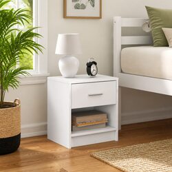 Elegant White Bedside Cabinet with Drawer