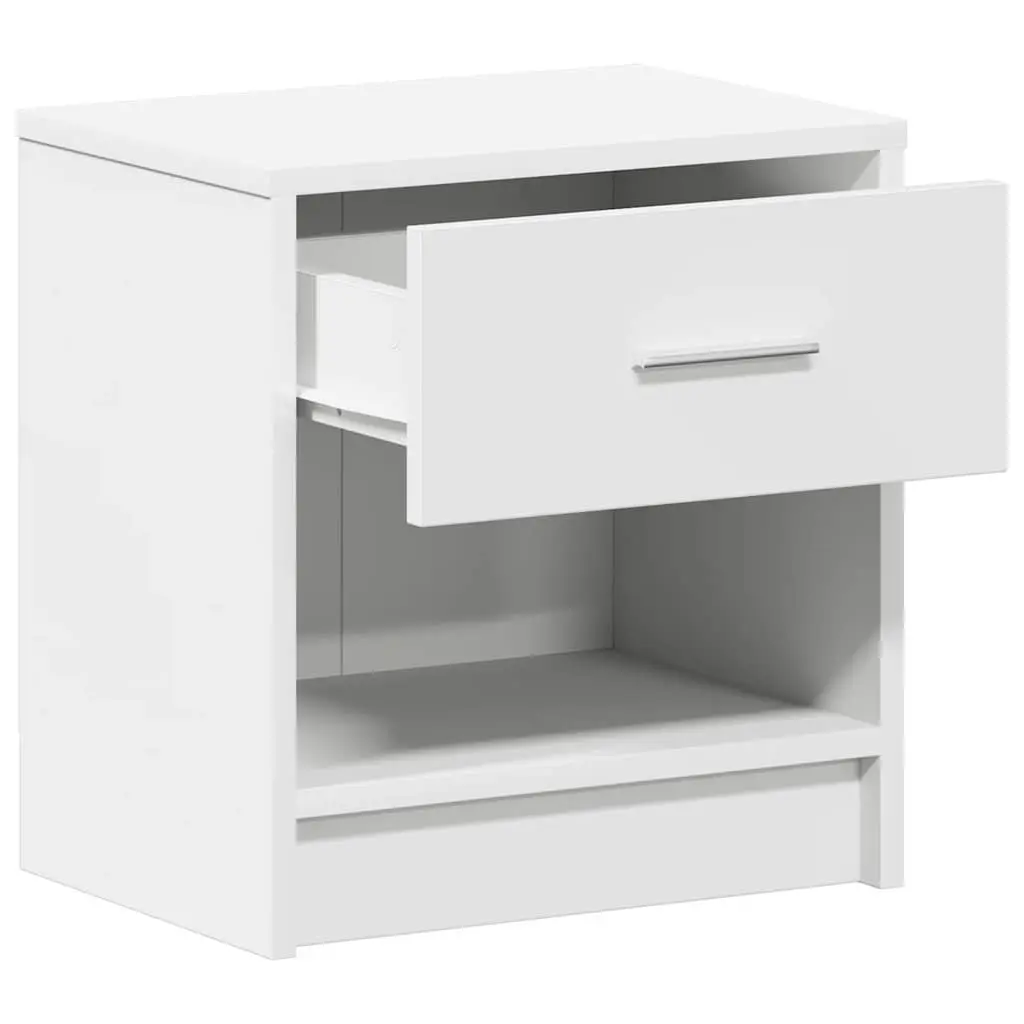 Bedside Table White Nightstand 39x28x41cm Engineered Wood