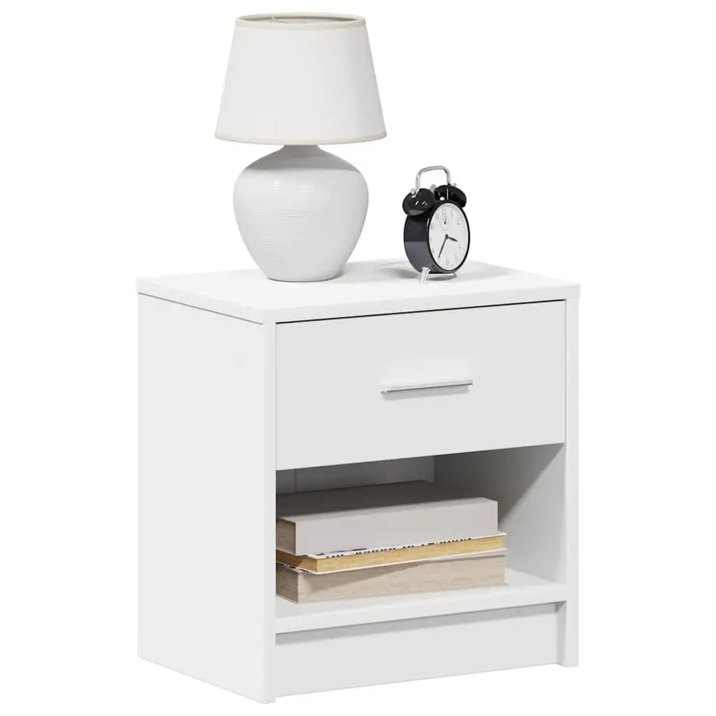 Bedside Table White Nightstand 39x28x41cm Engineered Wood