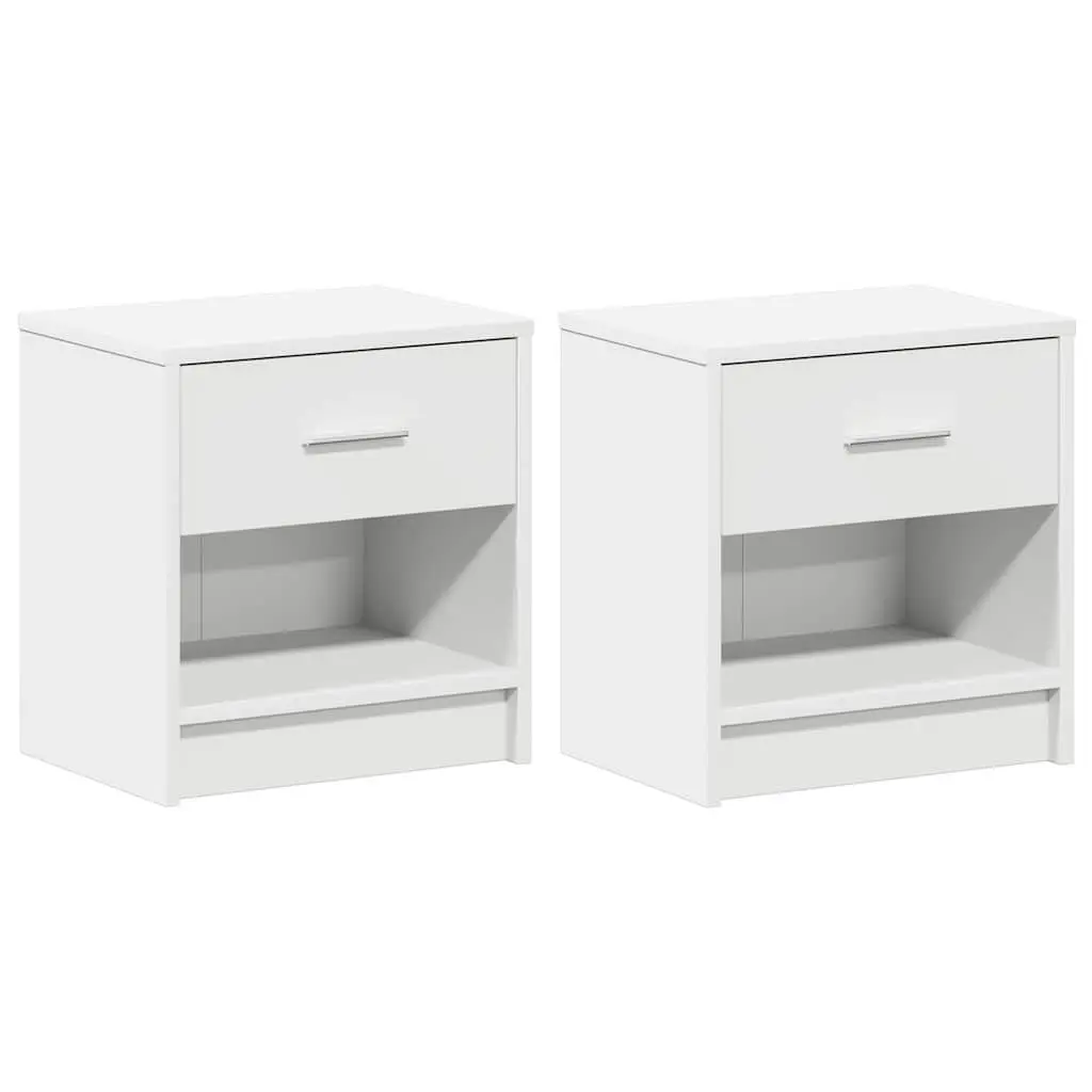 Bedside Cabinets 2 pcs with Drawer Open Compartment Nightstand Storage Black