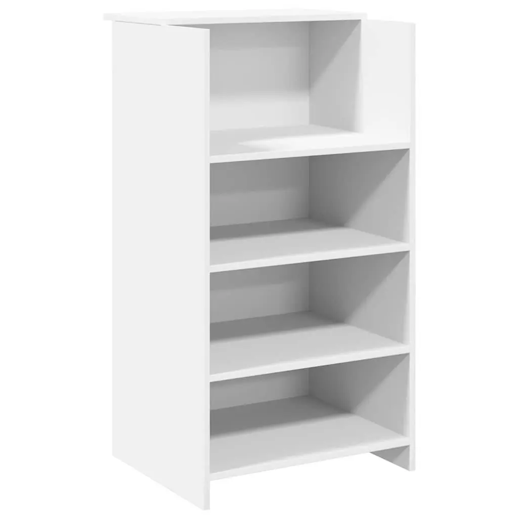 White Engineered Wood Reception Desk with Storage