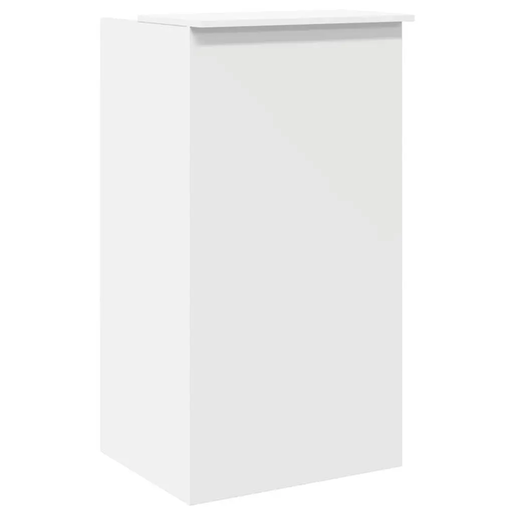 White Engineered Wood Reception Desk with Storage