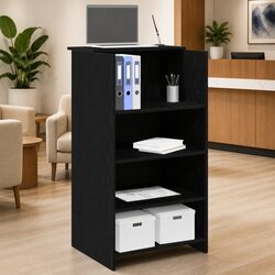 Black Reception Desk with Counter Storage Shelf 55x50x103.5 cm