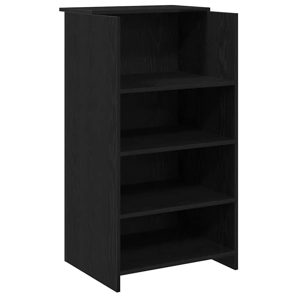 Reception Desk Black 55x50x103.5 cm Engineered Wood with Counter Storage Shelf