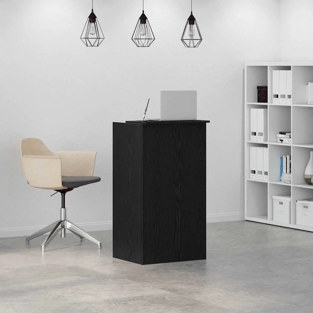 Reception Desk Black 55x50x103.5 cm Engineered Wood with Counter Storage Shelf