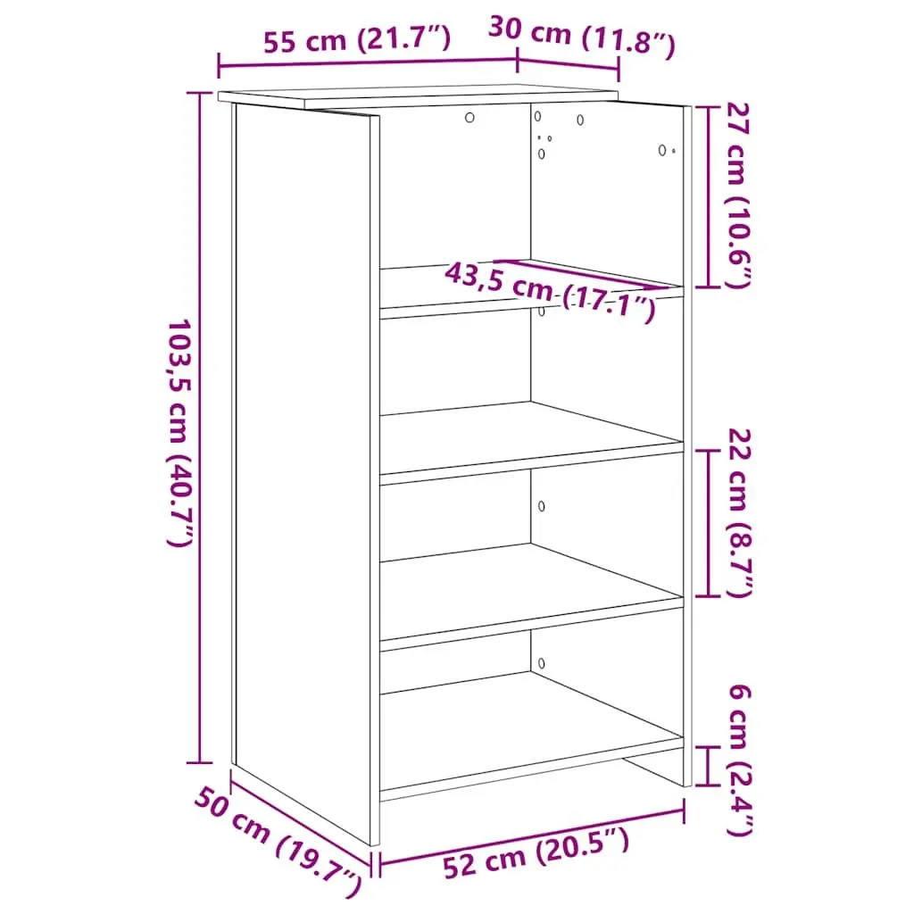 Reception Desk Black 55x50x103.5 cm Engineered Wood with Counter Storage Shelf