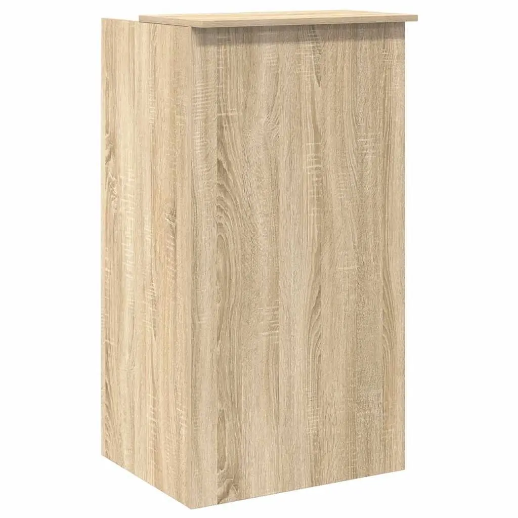 Brown Engineered Wood Reception Desk with Storage Shelf
