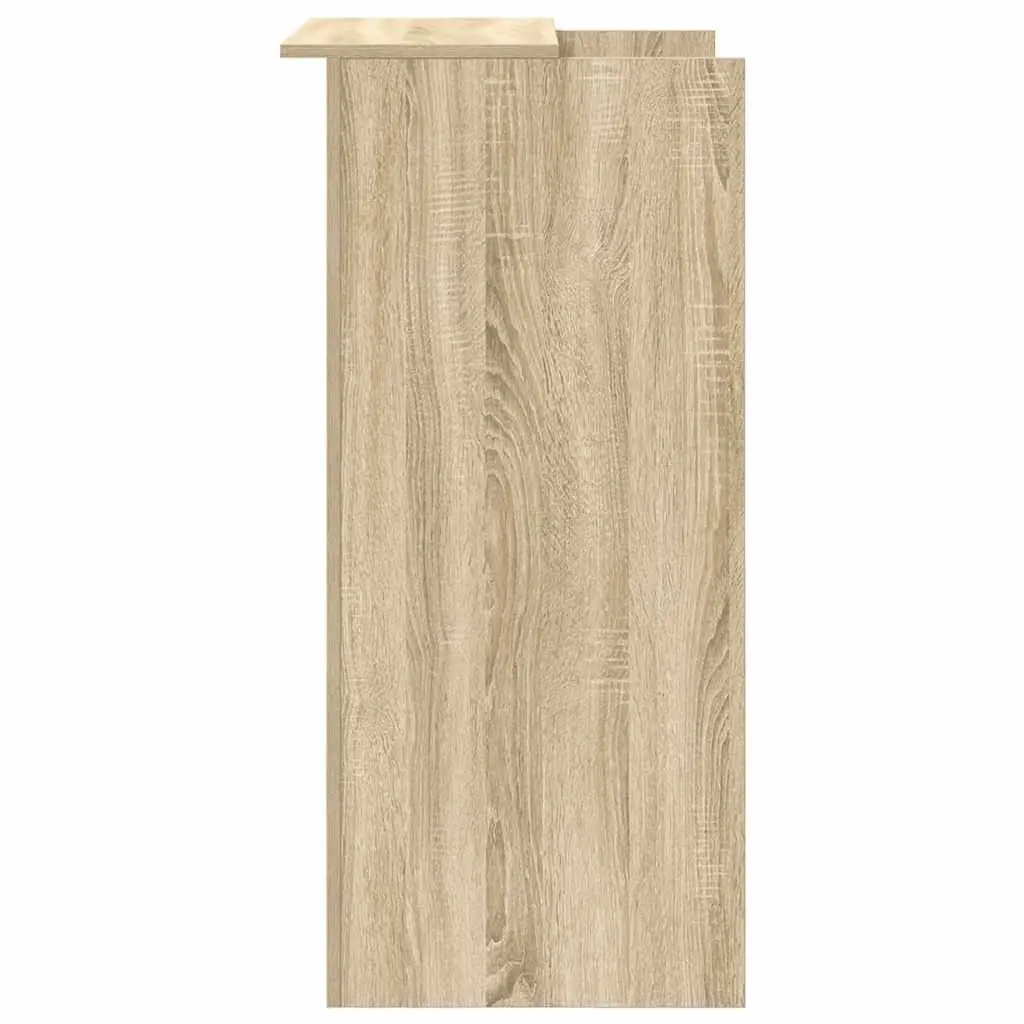 Brown Engineered Wood Reception Desk with Storage Shelf