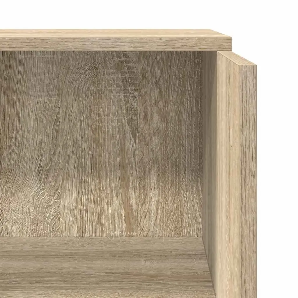 Brown Engineered Wood Reception Desk with Storage Shelf
